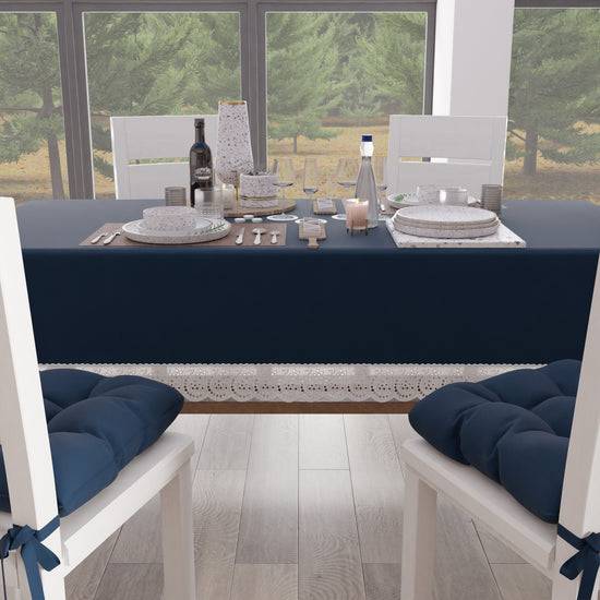 PETTI Tovaglia da Tavola Shabby Chic Copritavolo con Pizzo e Fiocchi Blu Notte Ultimi tre giorni