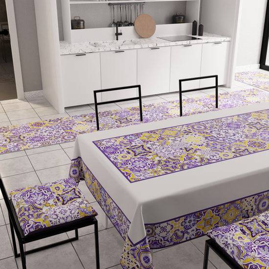 PETTI Tovaglia da Tavola Moderna, Copritavolo da Cucina, Vietri 02 Viola Ultimo giorno