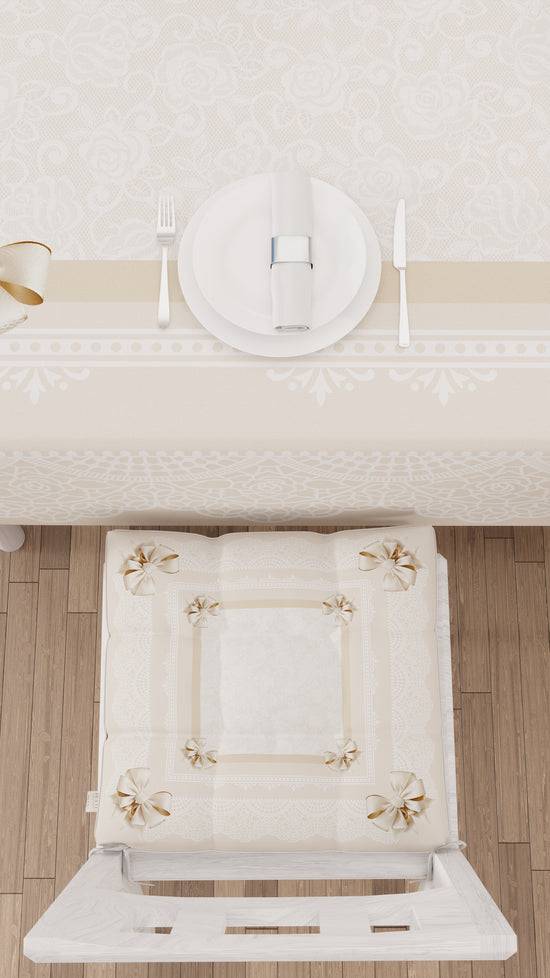 PETTI Tovaglia da tavola Antimacchia, Copritavolo da Cucina, Fiocco Beige Officina