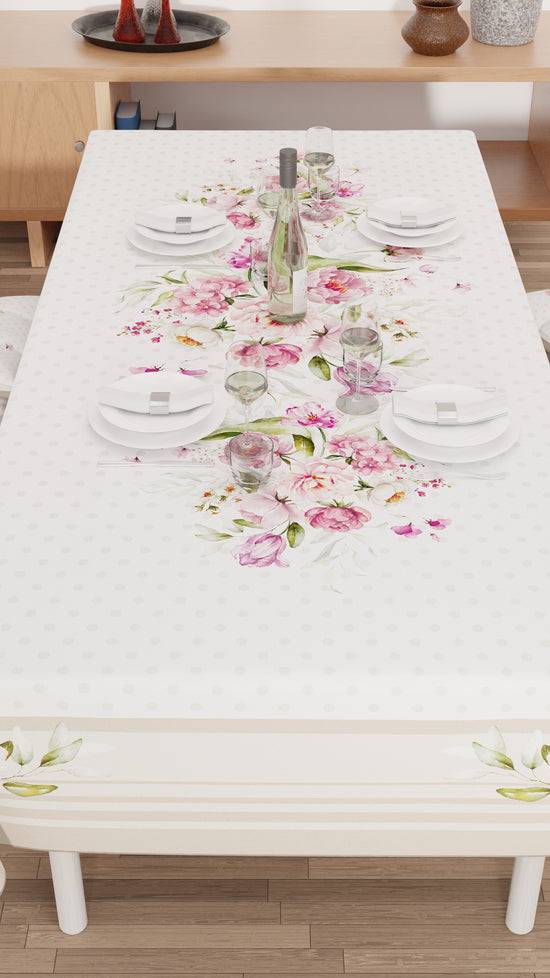 PETTI Tovaglia da tavola Antimacchia, Copritavolo da Cucina, Shabby Pois Beige Black Friday Prezzi