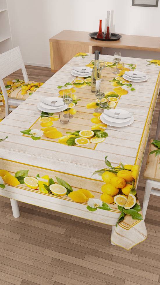 PETTI Tovaglia da tavola Antimacchia, Copritavolo da Cucina, Lemon Duty-free