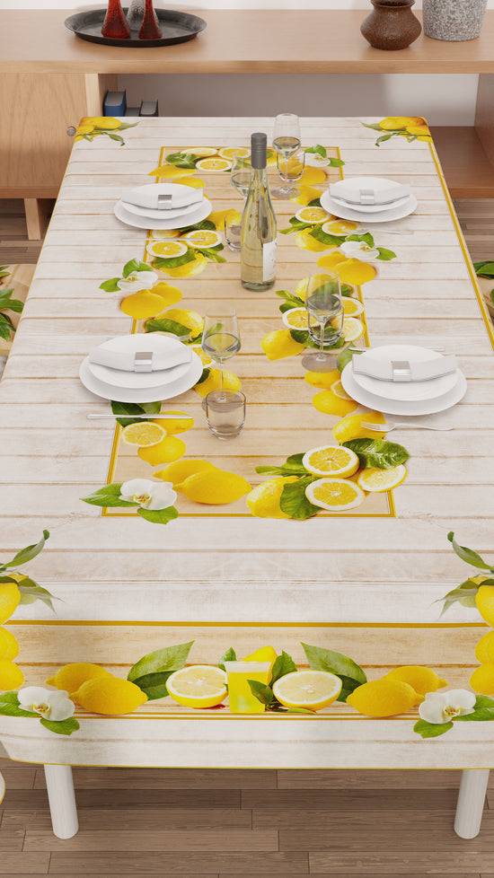 PETTI Tovaglia da tavola Antimacchia, Copritavolo da Cucina, Lemon Duty-free