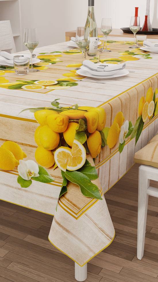 PETTI Tovaglia da tavola Antimacchia, Copritavolo da Cucina, Lemon Duty-free