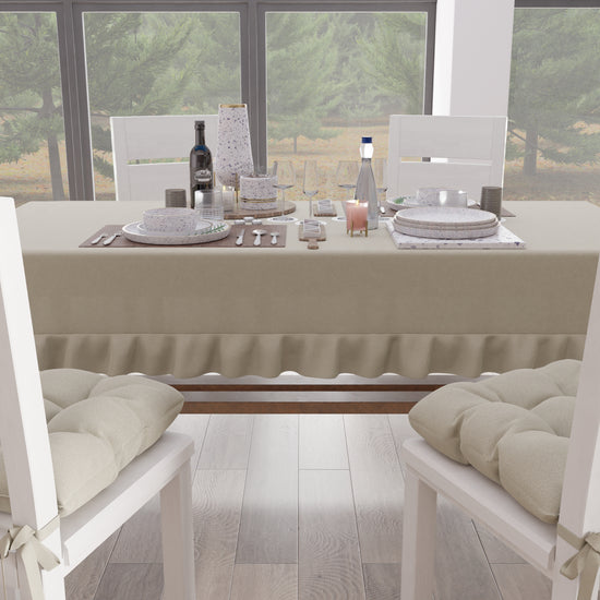 PETTI Tovaglia da Tavola, Tovaglia con Volant, Copritavolo con Volant, Beige Online