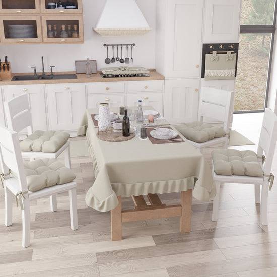 PETTI Tovaglia da Tavola, Tovaglia con Volant, Copritavolo con Volant, Beige Online