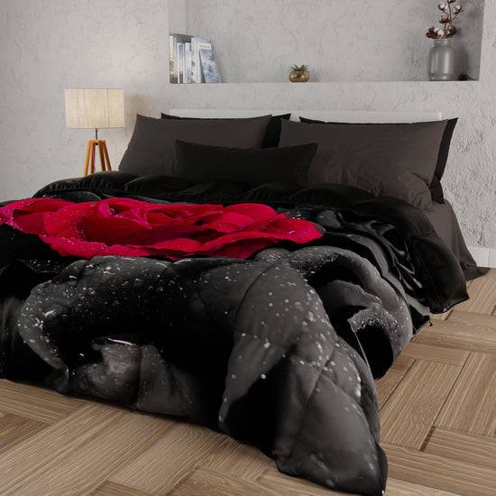 PETTI Piumone, Trapunta Matrimoniale, Singola, Piazza e Mezza, Black Roses Offerte