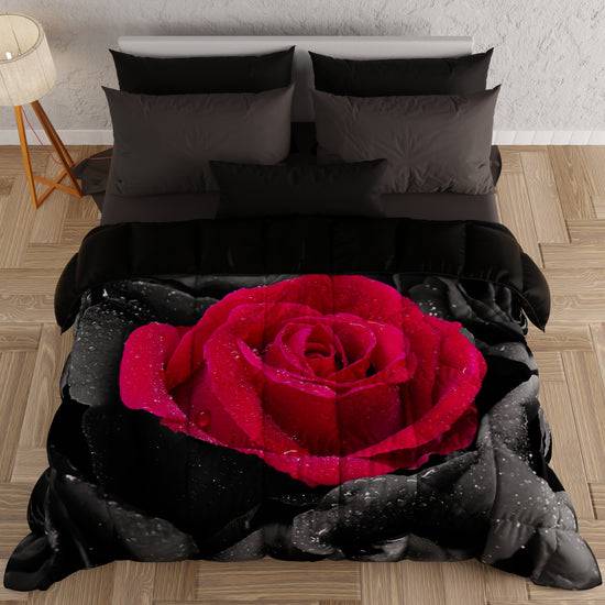 PETTI Piumone, Trapunta Matrimoniale, Singola, Piazza e Mezza, Black Roses Offerte