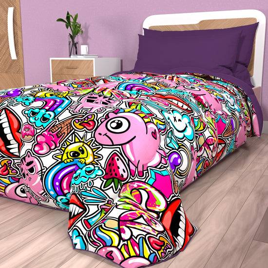 PETTI Piumone, Trapunta Matrimoniale, Singola, Piazza e Mezza, Murales Girl Offerte esclusive