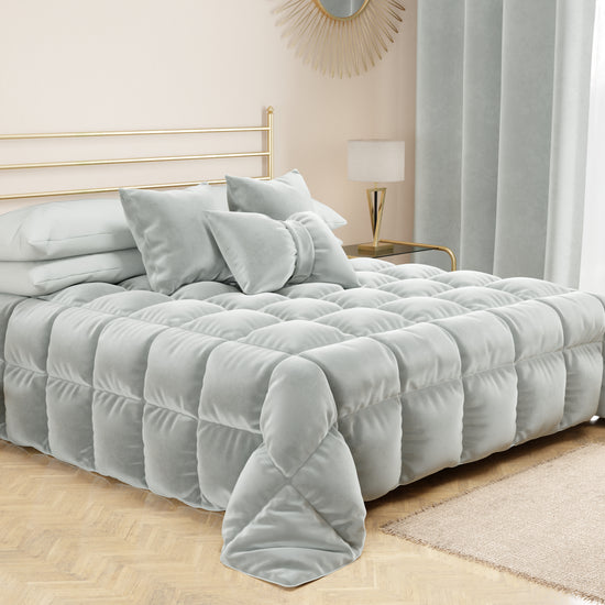 PETTI Trapunta, Trapunta Invernale Double Face in Morbido e Caldo Velluto Grigio Chiaro Liquidazione