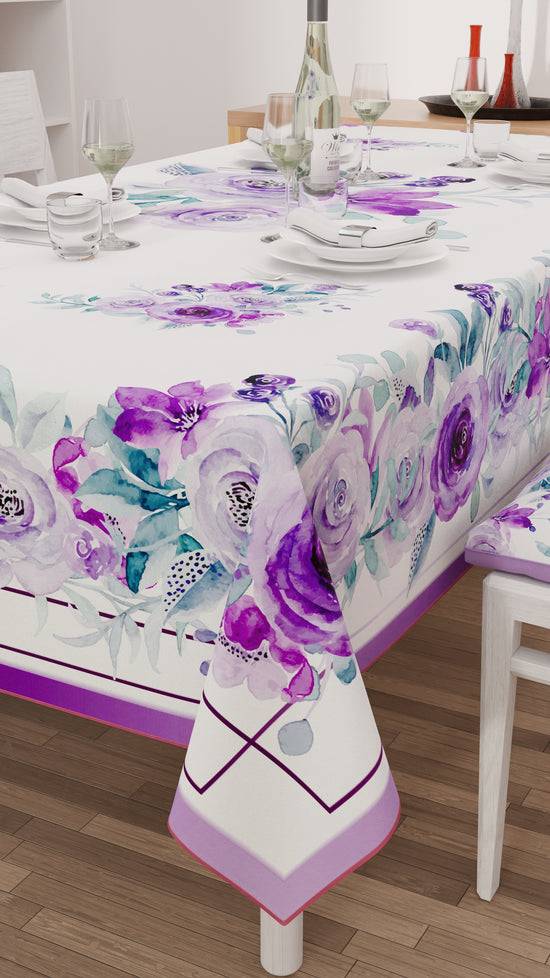 PETTI Tovaglia da tavola Antimacchia, Copritavolo da Cucina, Floreale Viola Ultimi due giorni