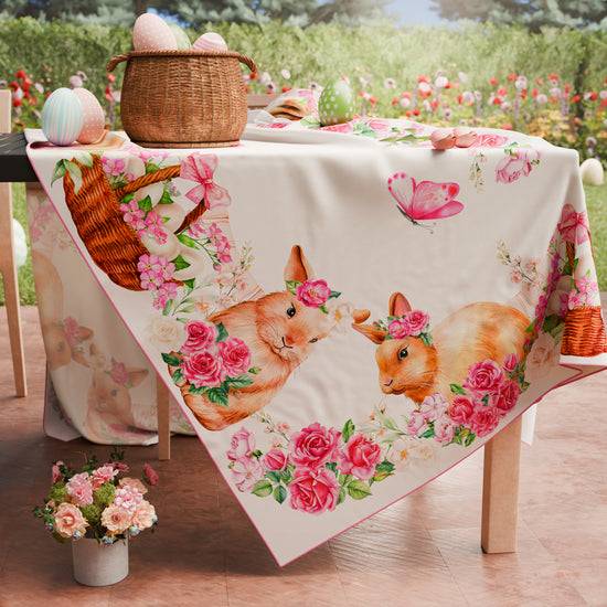 PETTI Tovaglia Pasquale da Tavola Antimacchia, Copritavolo Pasqua da Cucina Pink Bunny 50% di sconto con spedizione gratuita