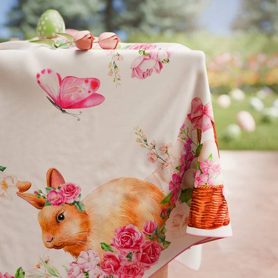 PETTI Tovaglia Pasquale da Tavola Antimacchia, Copritavolo Pasqua da Cucina Pink Bunny 50% di sconto con spedizione gratuita