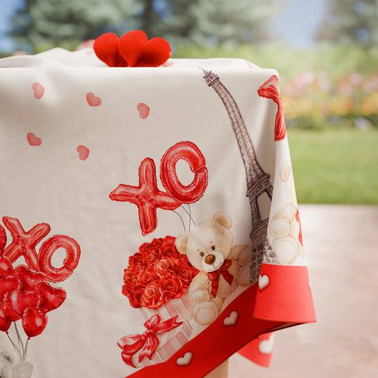 PETTI Tovaglia di San Valentino da tavola Antimacchia, Copritavolo per San Valentino da Cucina Amour Limitato a 3 giorni
