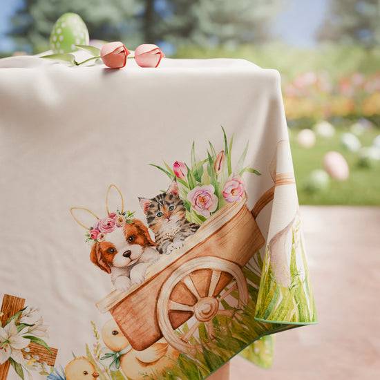 PETTI Tovaglia Pasquale da Tavola Antimacchia, Copritavolo Pasqua da Cucina Rabbit Esporta salva