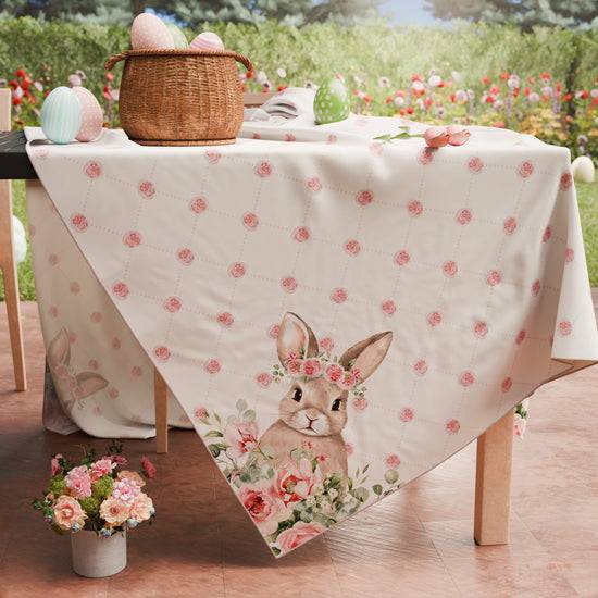 PETTI Tovaglia Pasquale da Tavola Antimacchia, Copritavolo Pasqua da Cucina Pink Rabbit Black Friday Prezzi