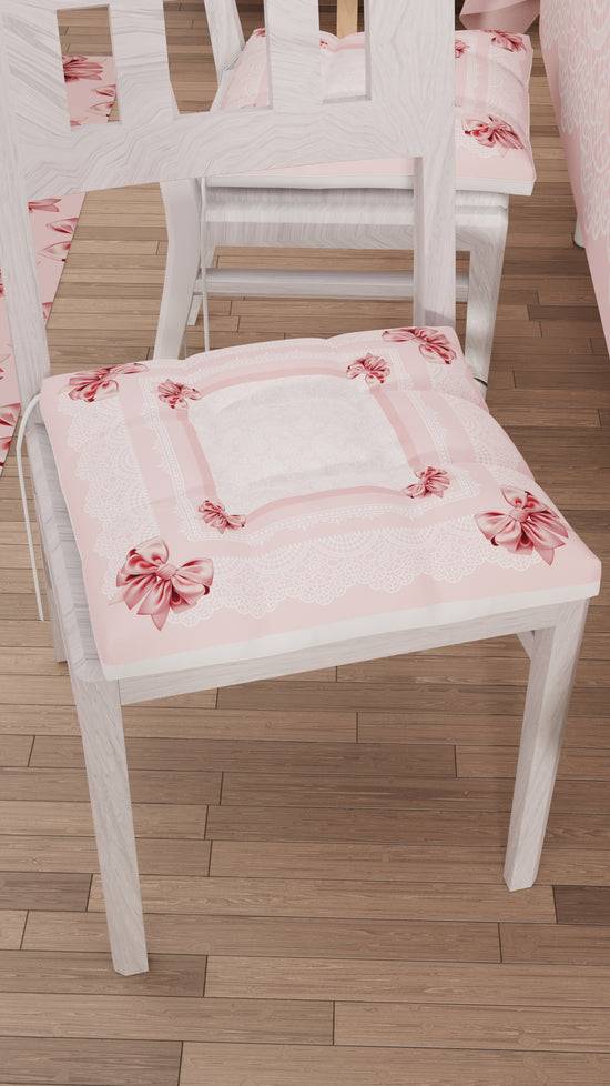PETTI Cuscini per Sedie Coprisedia 6 Pezzi Fiocco Rosa Pezzi Unici