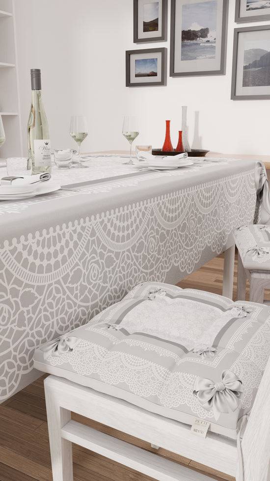 PETTI Cuscini per Sedie Coprisedia 6 Pezzi Fiocco Grigio Qualità Garantita