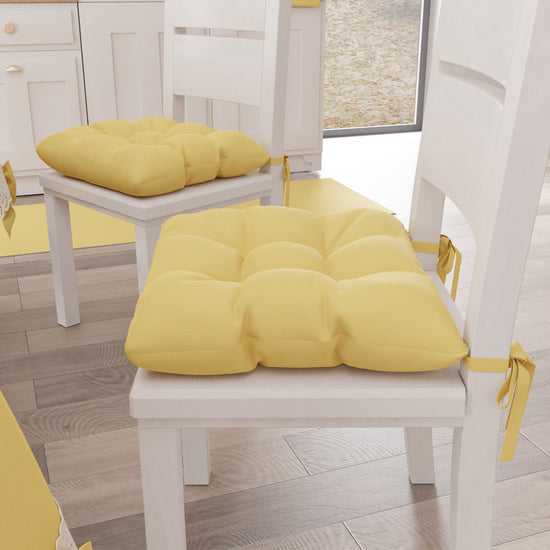 PETTI Cuscini per Sedie Coprisedia Shabby Chic Tinta Unita Giallo Shopping online