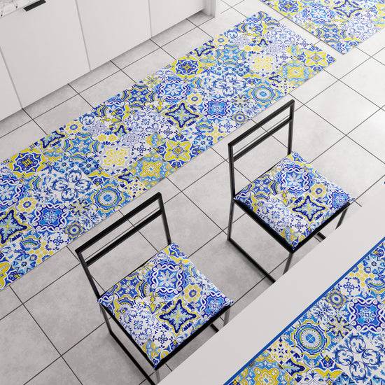 PETTI Tappeto Cucina Antiscivolo moderno Passatoia Cucina lavabile Vietri 02 Blu Vendite stagionali