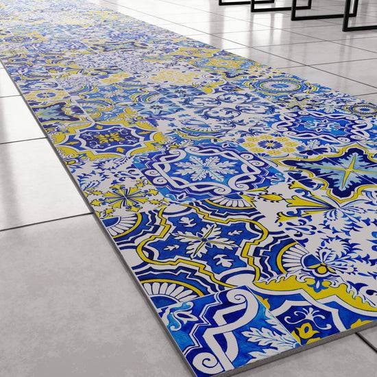 PETTI Tappeto Cucina Antiscivolo moderno Passatoia Cucina lavabile Vietri 02 Blu Vendite stagionali