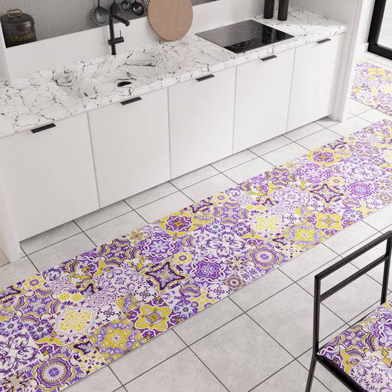 PETTI Tappeto Cucina Antiscivolo moderno Passatoia Cucina lavabile Vietri 02 Viola Offerta natalizia