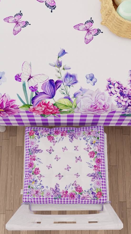 PETTI Cuscini Pasqua per Sedie Coprisedia Pasqua 6 Pezzi Vichy Viola Officina
