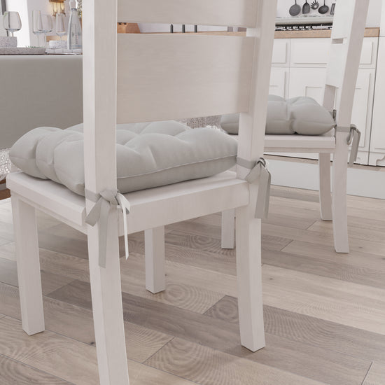 PETTI Cuscini per Sedie Coprisedia Shabby Chic Tinta Unita Grigio Chiaro Nuovo