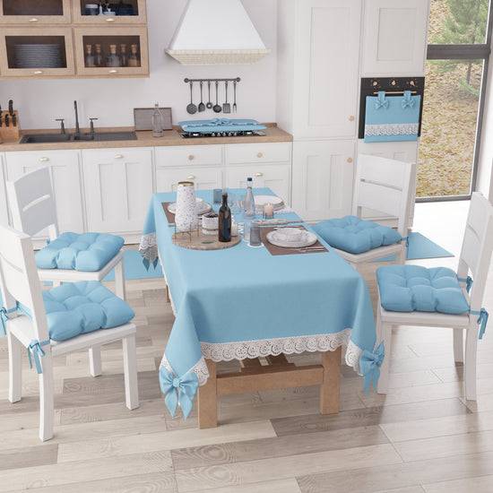 PETTI Cuscini per Sedie Coprisedia Shabby Chic Tinta Unita Celeste Spedizione Gratuita