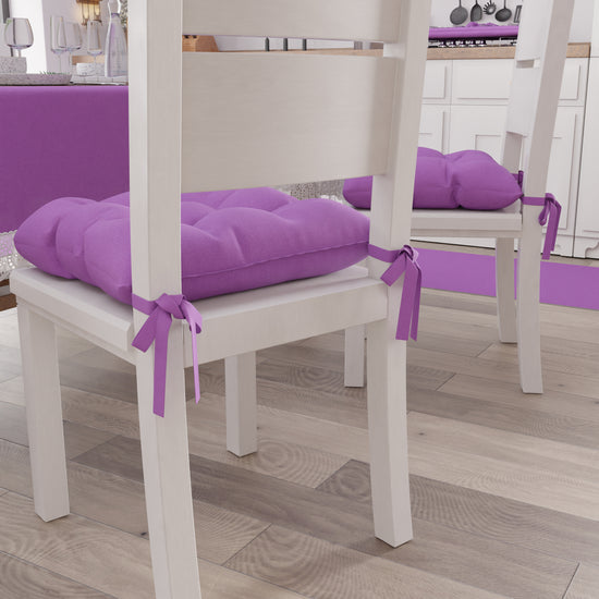 PETTI Cuscini per Sedie Coprisedia Shabby Chic Tinta Unita Lilla Pezzi Unici