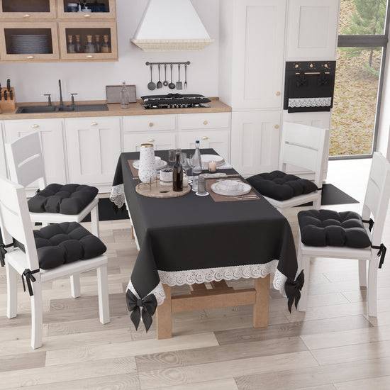 PETTI Cuscini per Sedie Coprisedia Shabby Chic Tinta Unita Nero Soddisfazione Garantita