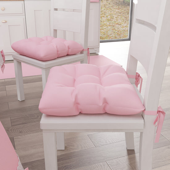 PETTI Cuscini per Sedie Coprisedia Shabby Chic Tinta Unita Rosa Qualità Garantita