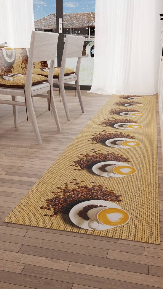 PETTI Tappeto Cucina Antiscivolo Passatoia Cucina lavabile, Caffè Beige Promozione Limitata