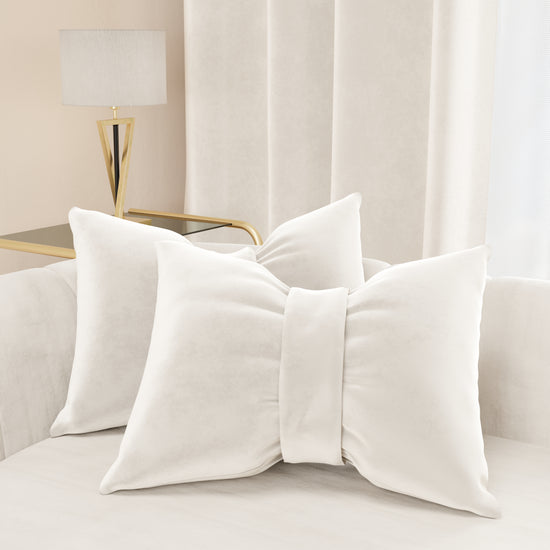 PETTI Cuscino Arredo Fiocco in Velluto 40x50 cm, Cuscino divano Bianco Prezzo Ridotto