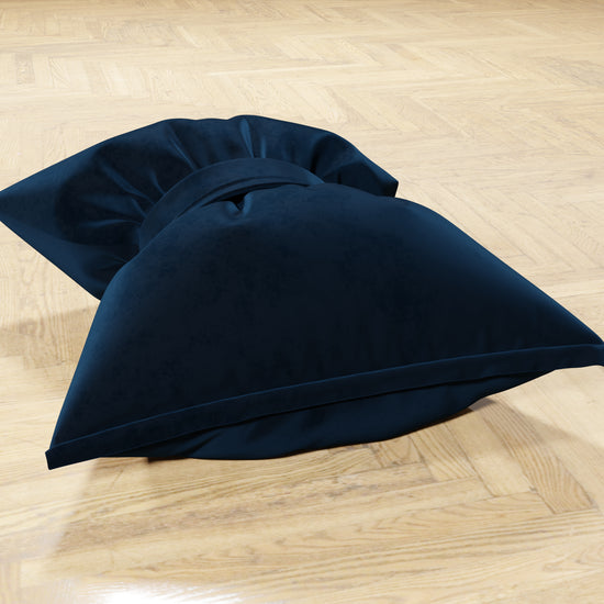 PETTI Cuscino Arredo Fiocco in Velluto 40x50 cm, Cuscino divano Blu Presa