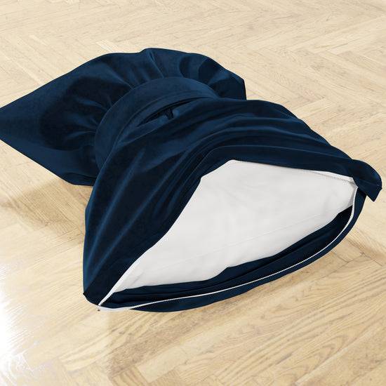 PETTI Cuscino Arredo Fiocco in Velluto 40x50 cm, Cuscino divano Blu Presa