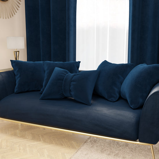 PETTI Cuscino Arredo Fiocco in Velluto 40x50 cm, Cuscino divano Blu Presa