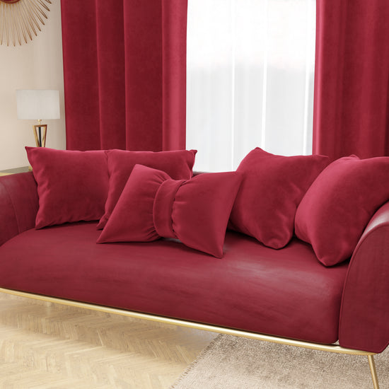 PETTI Cuscino Arredo Fiocco in Velluto 40x50 cm, Cuscino divano Bordeaux Online
