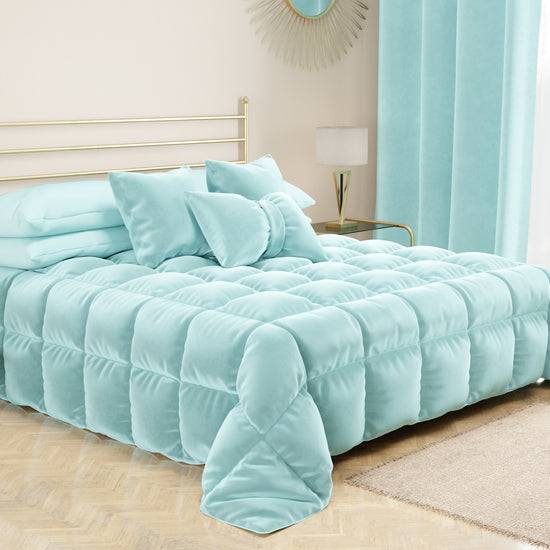 PETTI Cuscino Arredo Fiocco in Velluto 40x50 cm, Cuscino divano Celeste Offerte