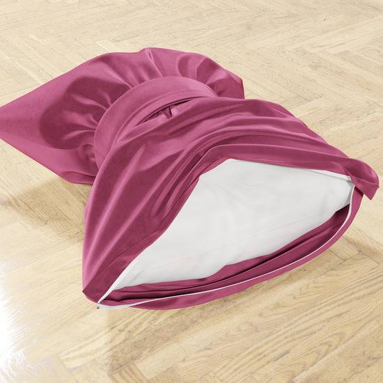 PETTI Cuscino Arredo Fiocco in Velluto 40x50 cm, Cuscino divano Fucsia In Saldo