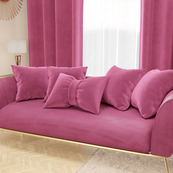 PETTI Cuscino Arredo Fiocco in Velluto 40x50 cm, Cuscino divano Fucsia In Saldo