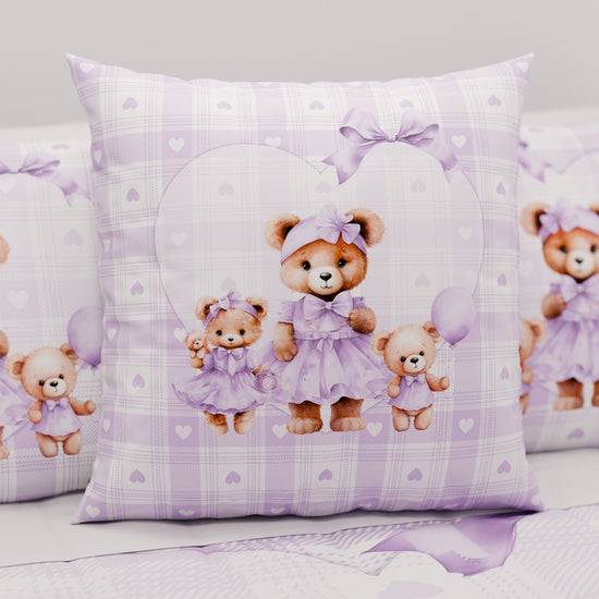 PETTI Cuscini, Copricuscini Divano, Cuscini Arredo in Stampa Digitale Teddy Love Lilla Moda