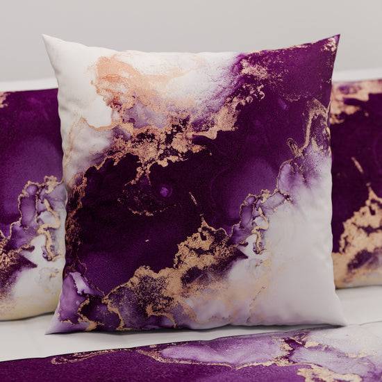 PETTI Cuscini, Copricuscini Divano, Cuscini Arredo in Stampa Digitale Marble 01 Viola Fornitura limitata