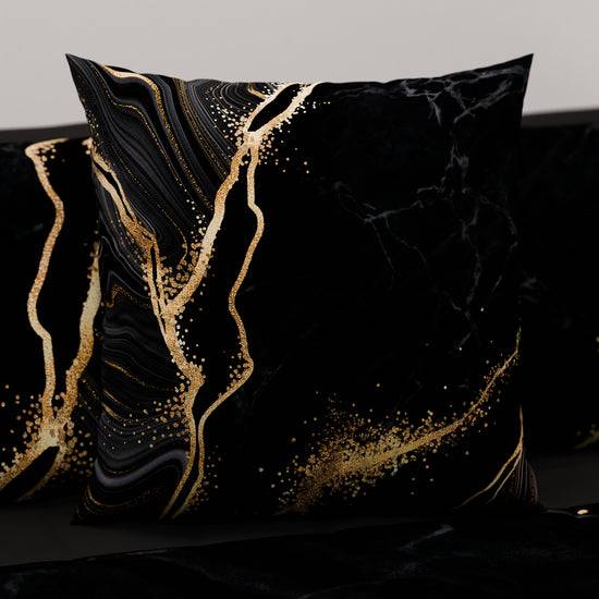 PETTI Cuscini, Copricuscini Divano, Cuscini Arredo in Stampa Digitale Marble 07 Nero Black Friday