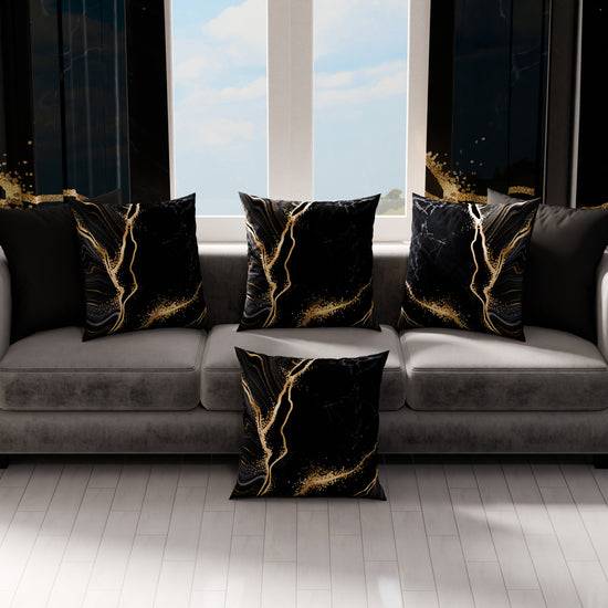 PETTI Cuscini, Copricuscini Divano, Cuscini Arredo in Stampa Digitale Marble 07 Nero Black Friday