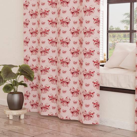 PETTI Tenda Arredo da Interno a Pannelli con Anelli Fiocco Rosa Liquidazione