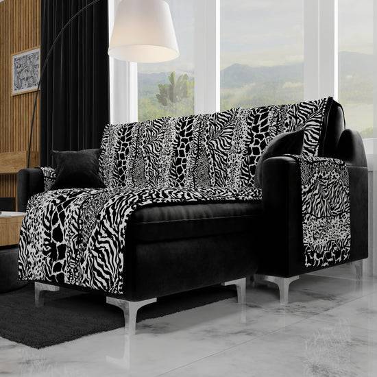 PETTI Copridivano Angolare, Copridivano con Penisola in Stampa Digitale, Animalier Zebrato Fino al 65% di sconto