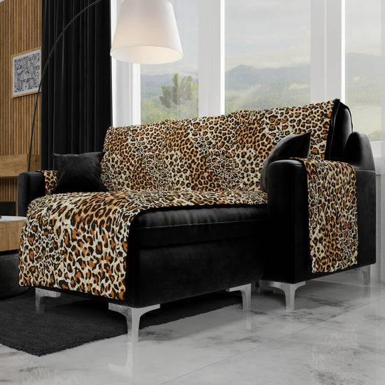 PETTI Copridivano Angolare, Copridivano con Penisola in Stampa Digitale, Animalier Maculato Offerta speciale della fabbrica