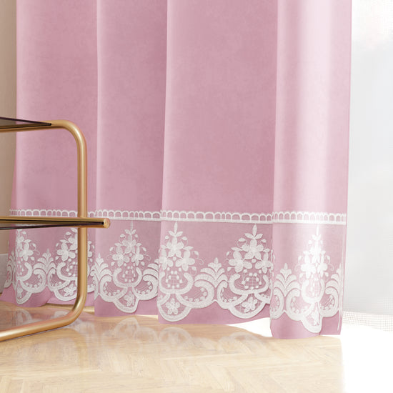 PETTI Tenda a Pannello in Velluto per Interni con Anelli e Pizzo Rebrodè, 140x280 cm, Rosa by Sissy Discount Store per i nuovi prodotti