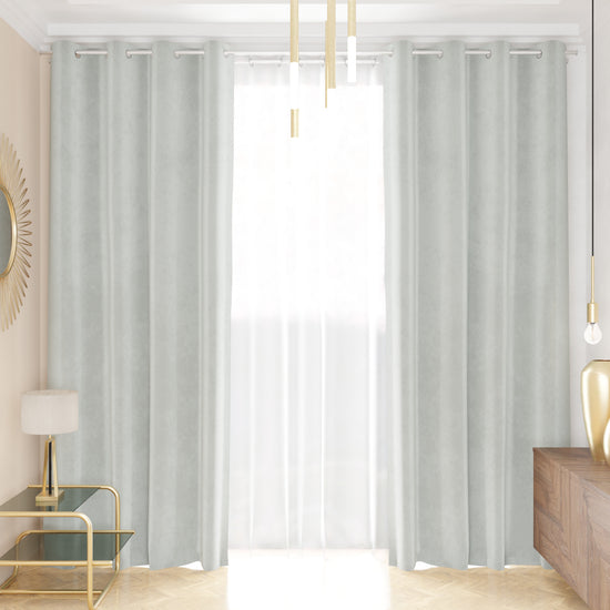 PETTI Tenda a Pannello in Velluto per Interni con Anelli, 140x280 cm, Grigio Chiaro