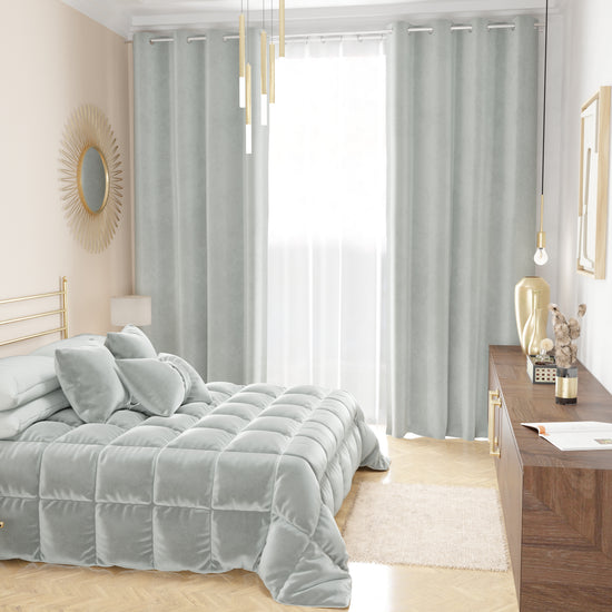 PETTI Tenda a Pannello in Velluto per Interni con Anelli, 140x280 cm, Grigio Chiaro Limitato a 3 giorni